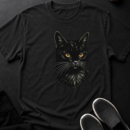 Scratchboard Black Cat Portrait