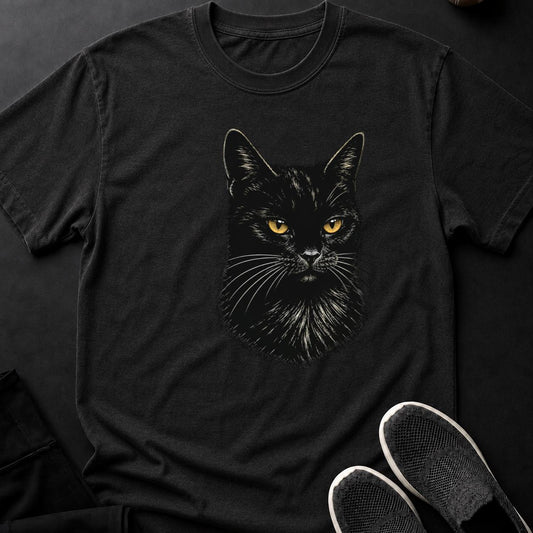 Scratchboard Black Cat Portrait
