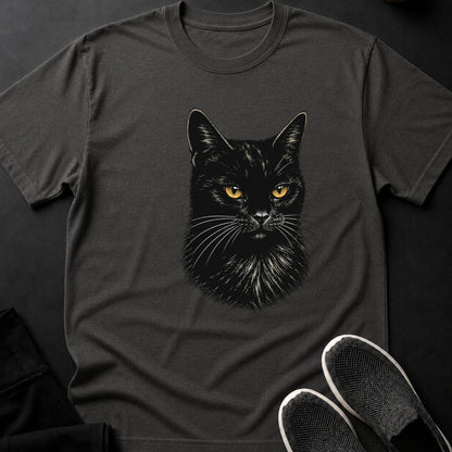 Scratchboard Black Cat Portrait