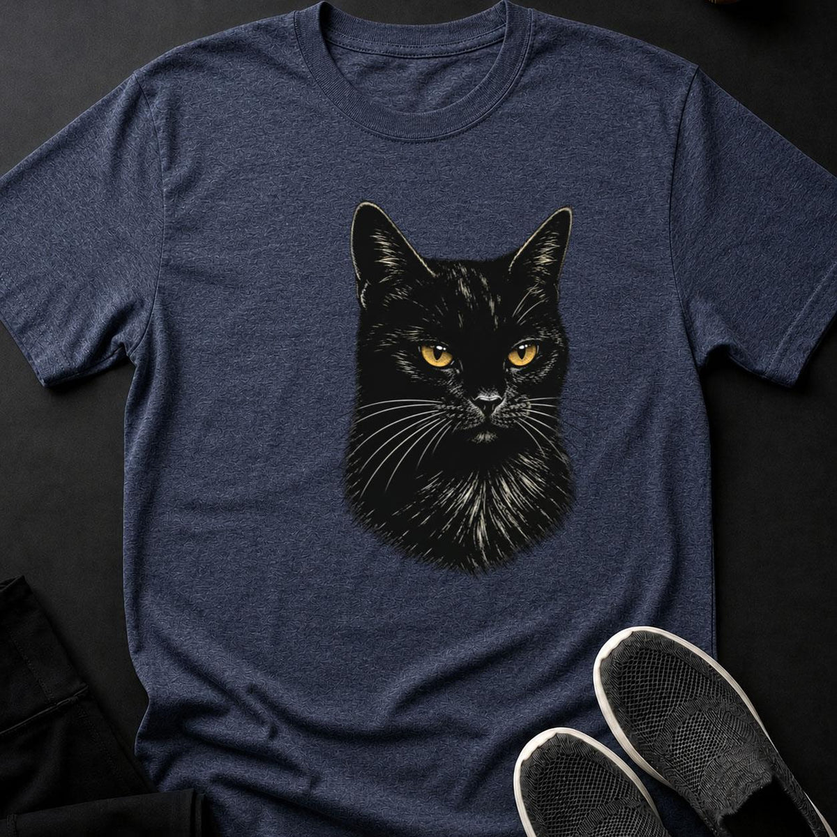 Scratchboard Black Cat Portrait