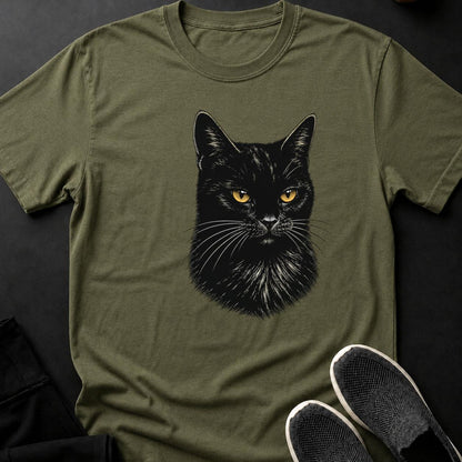 Scratchboard Black Cat Portrait