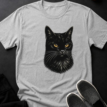 Scratchboard Black Cat Portrait