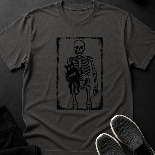 Skeleton Cat Lover Halloween Dark Tee