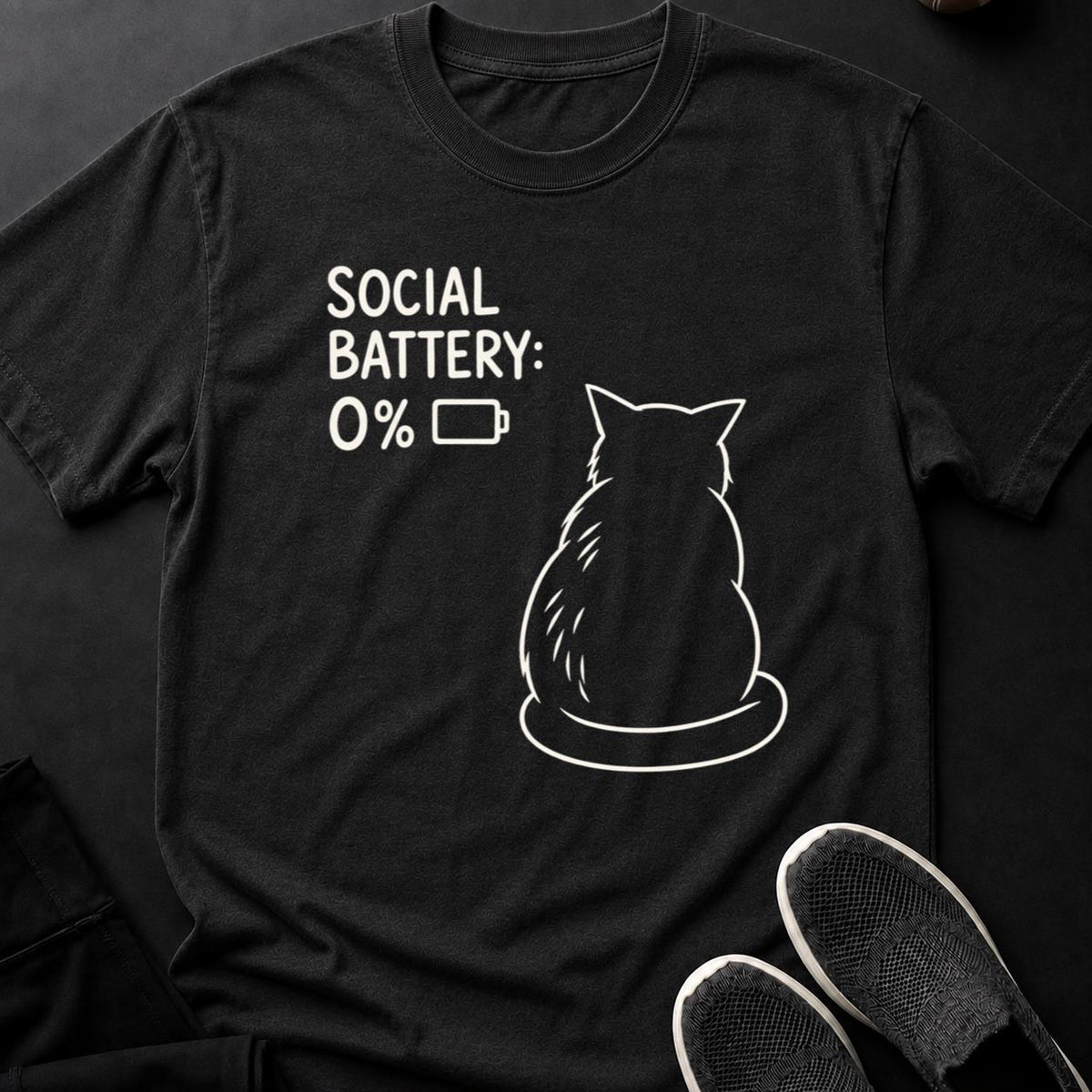 Social Battery 0 Percent Cat Tee