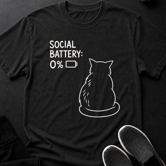 Social Battery 0 Percent Cat Tee