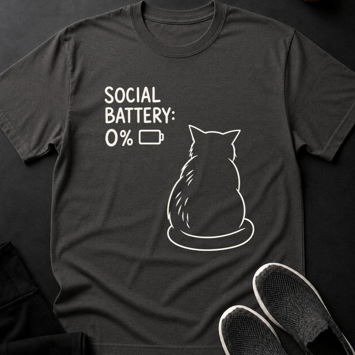 Social Battery 0 Percent Cat Tee