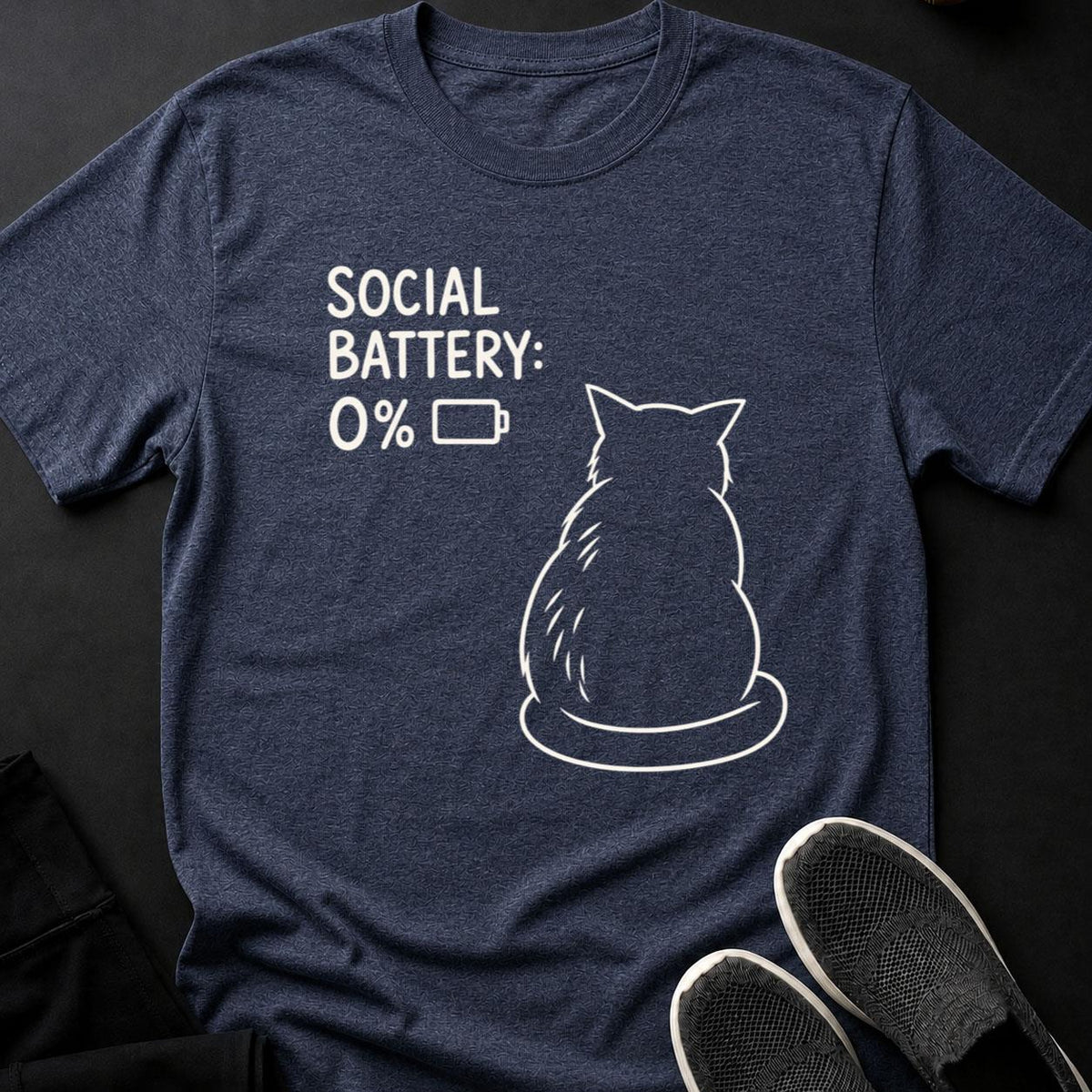 Social Battery 0 Percent Cat Tee