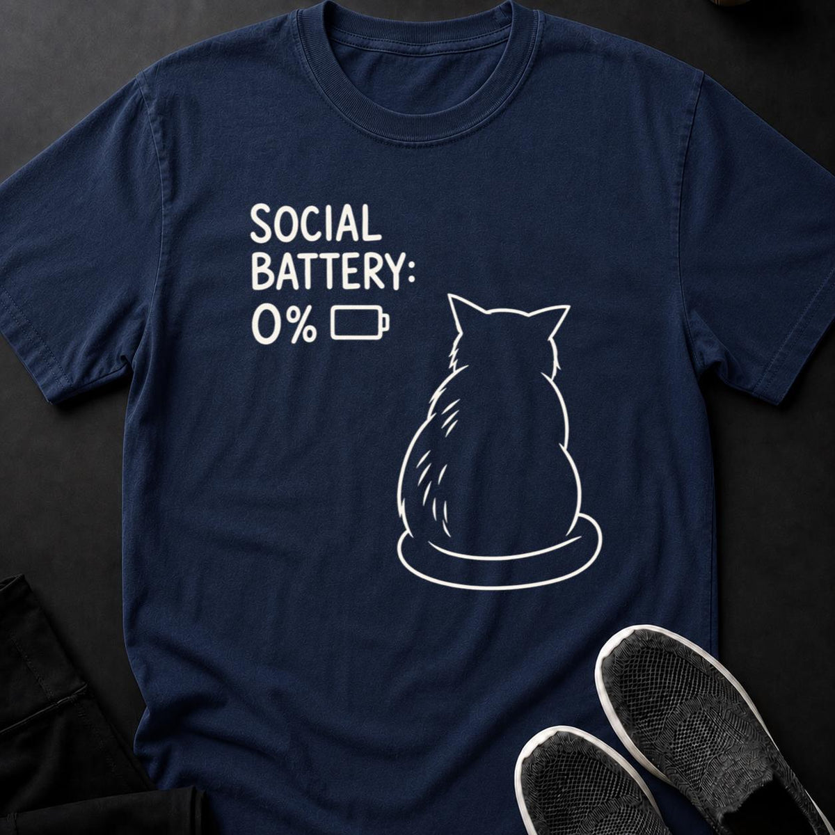 Social Battery 0 Percent Cat Tee