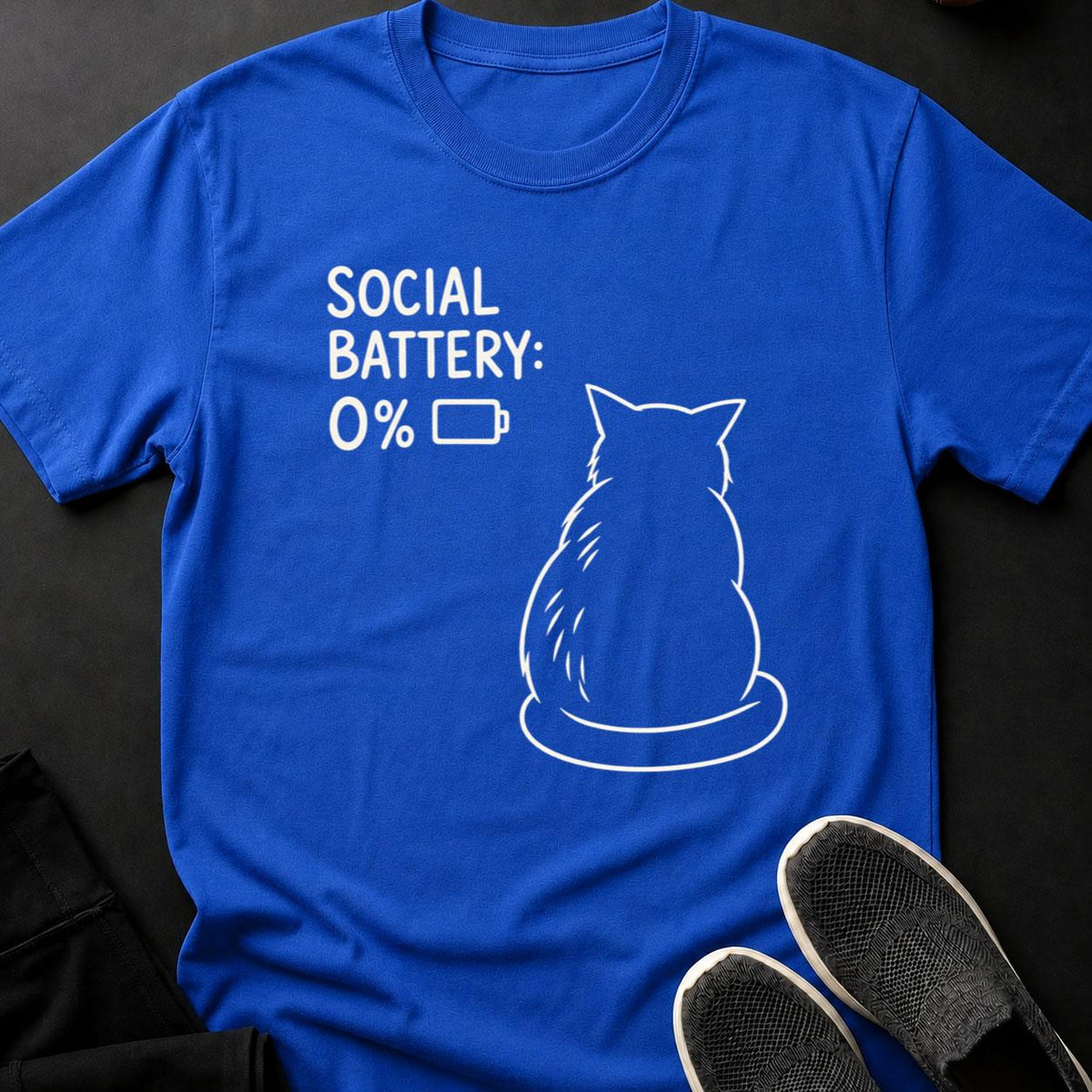 Social Battery 0 Percent Cat Tee
