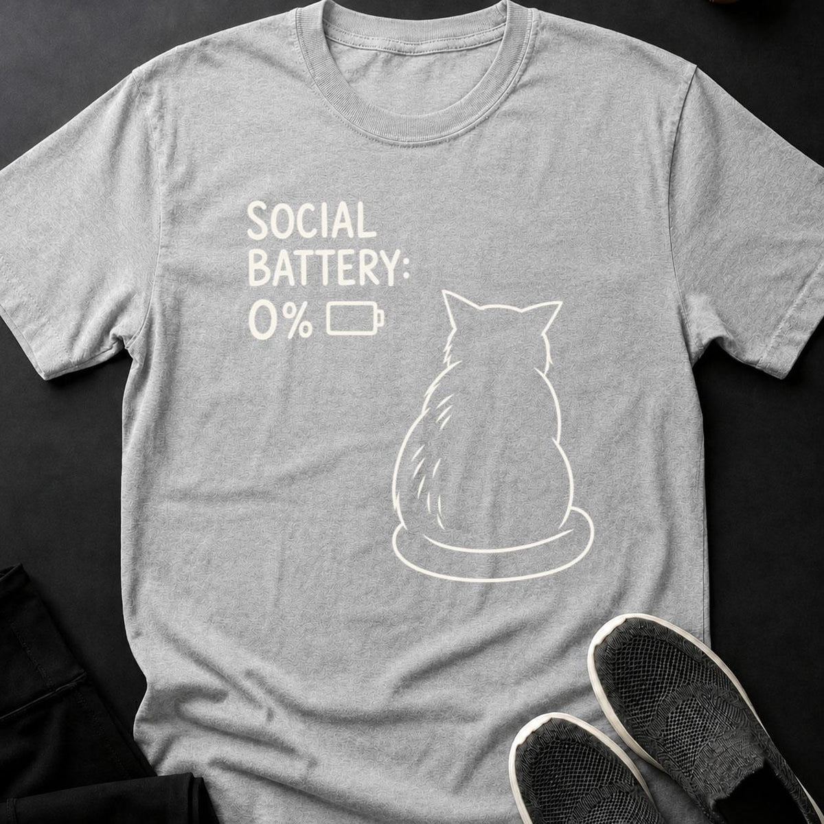 Social Battery 0 Percent Cat Tee