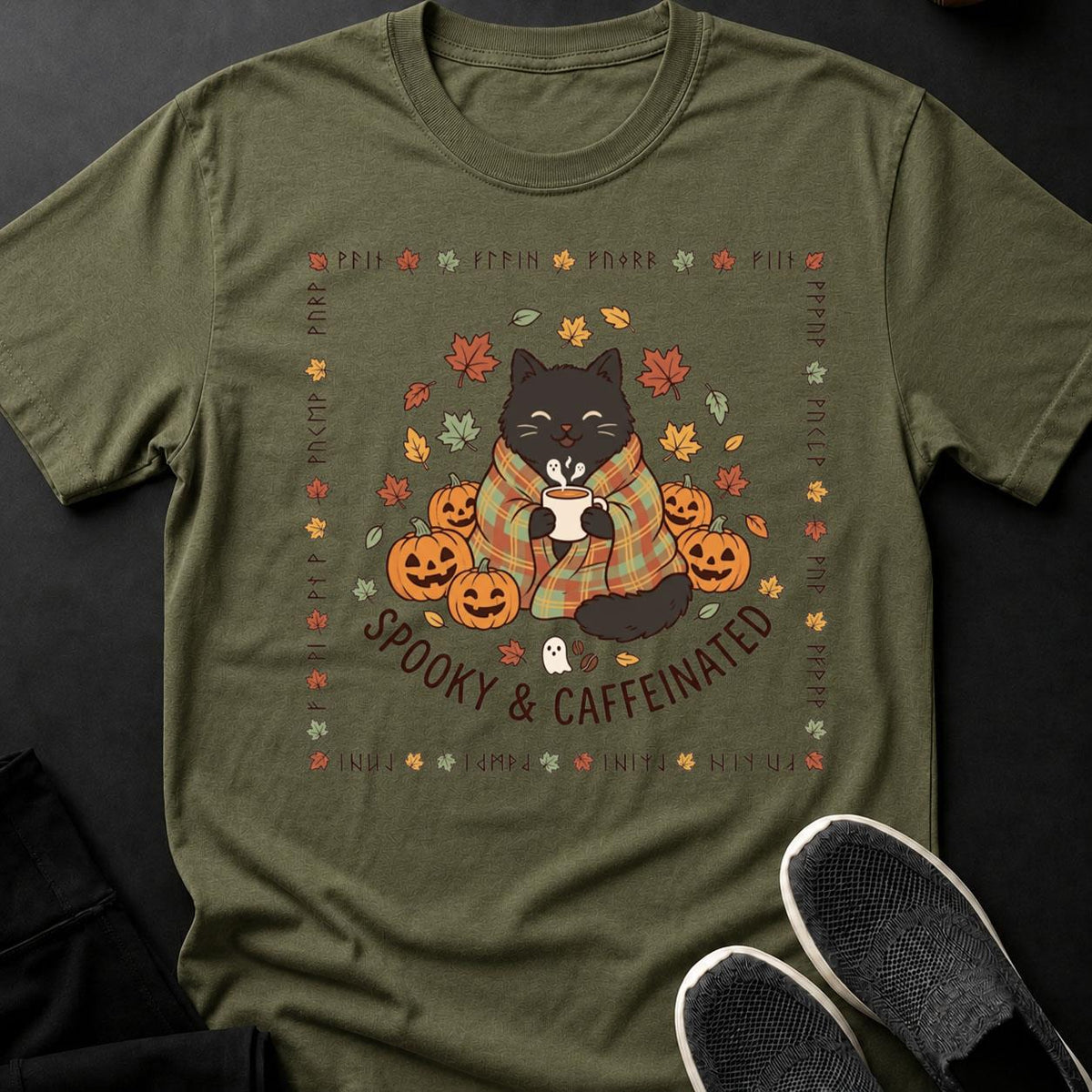 Spooky & Caffeinated Cat Tee