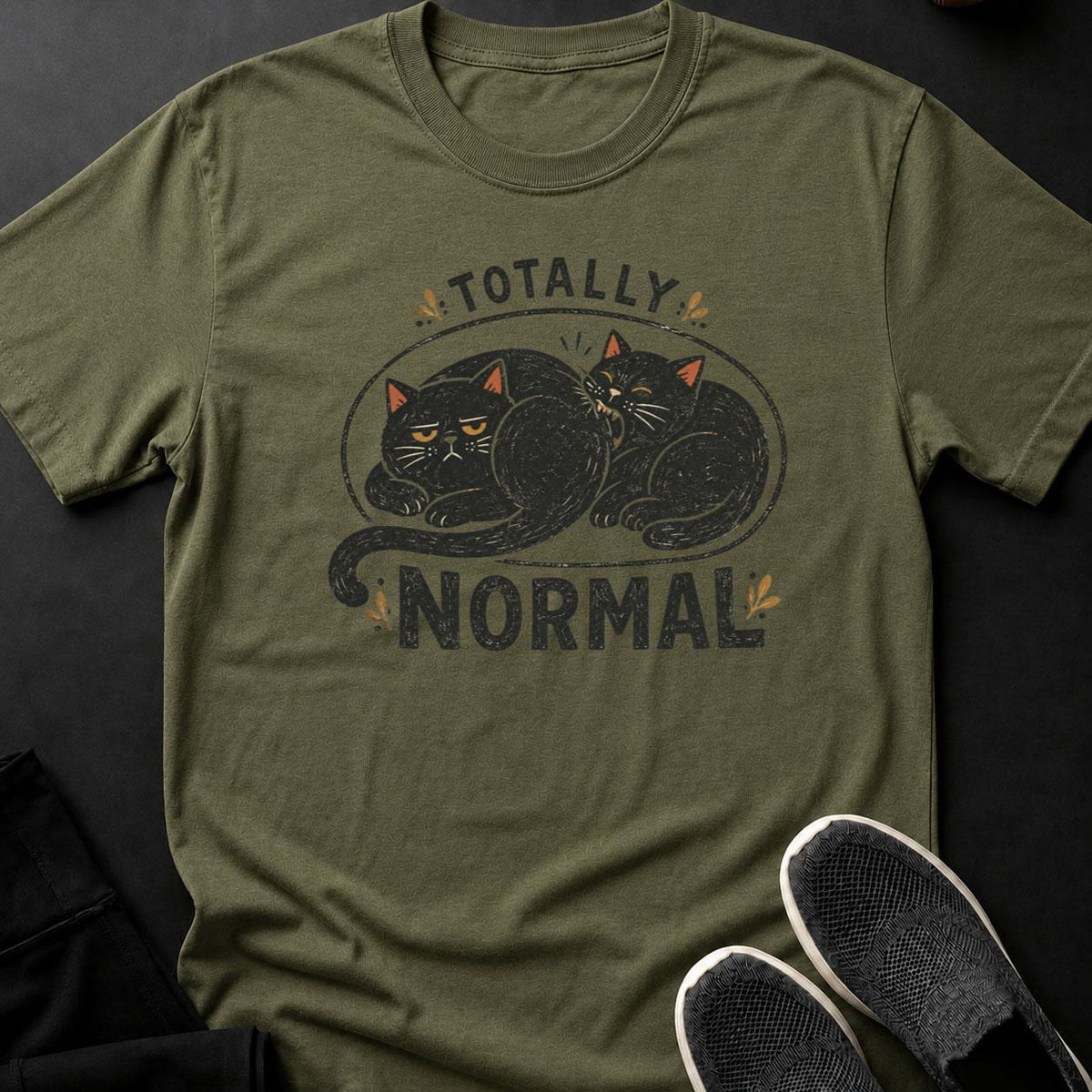 Totally Normal Three Cats Squished Tee