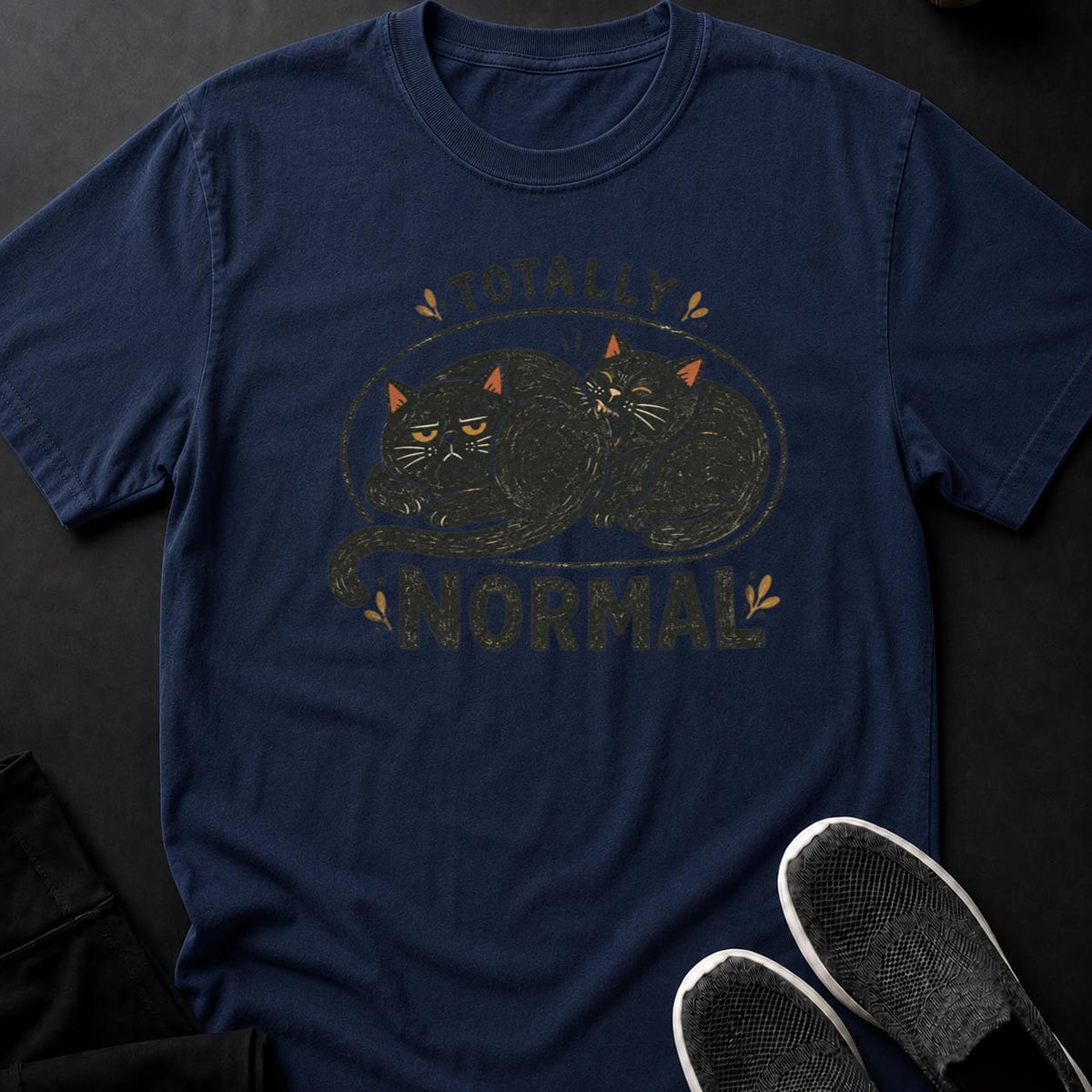 Totally Normal Three Cats Squished Tee