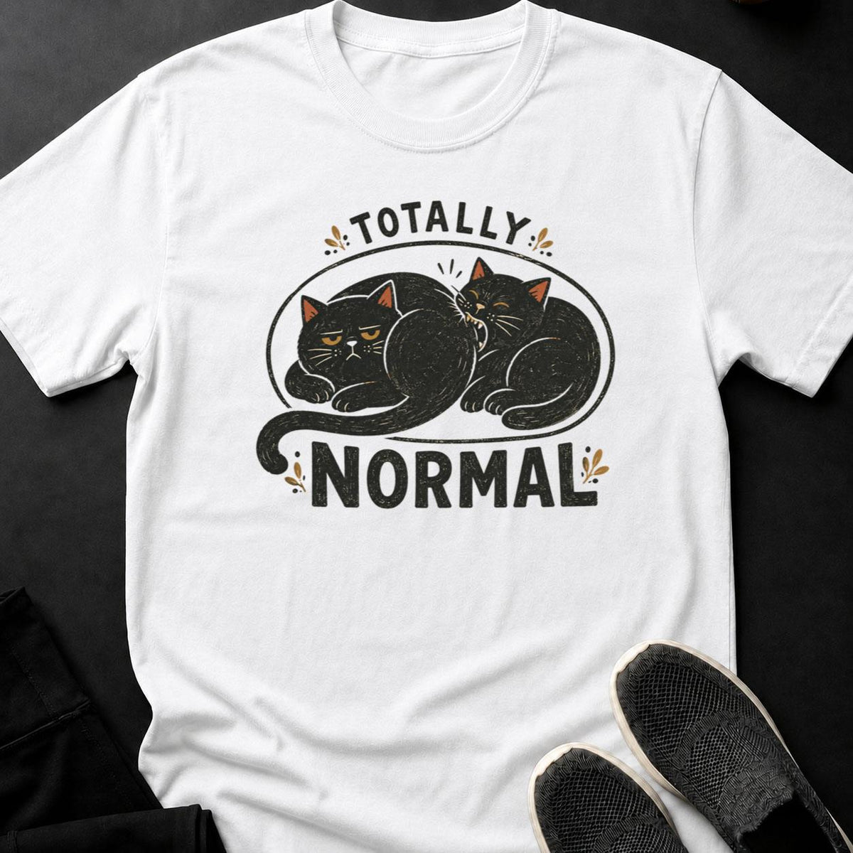 Totally Normal Three Cats Squished Tee