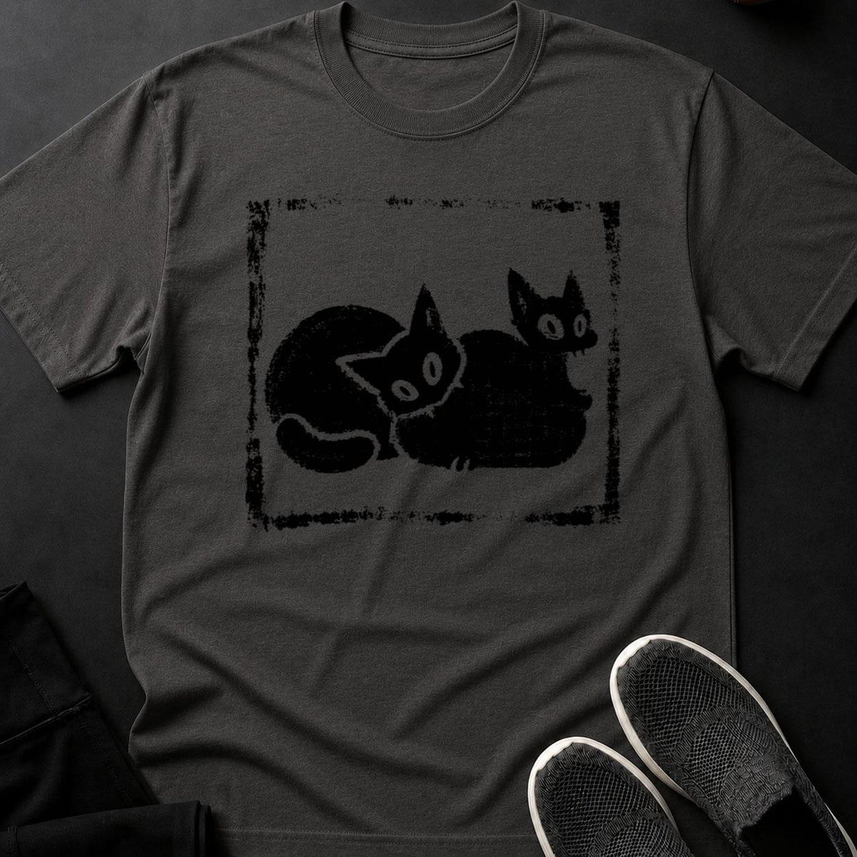Two Cats Snuggling Cozy Loaf Tee
