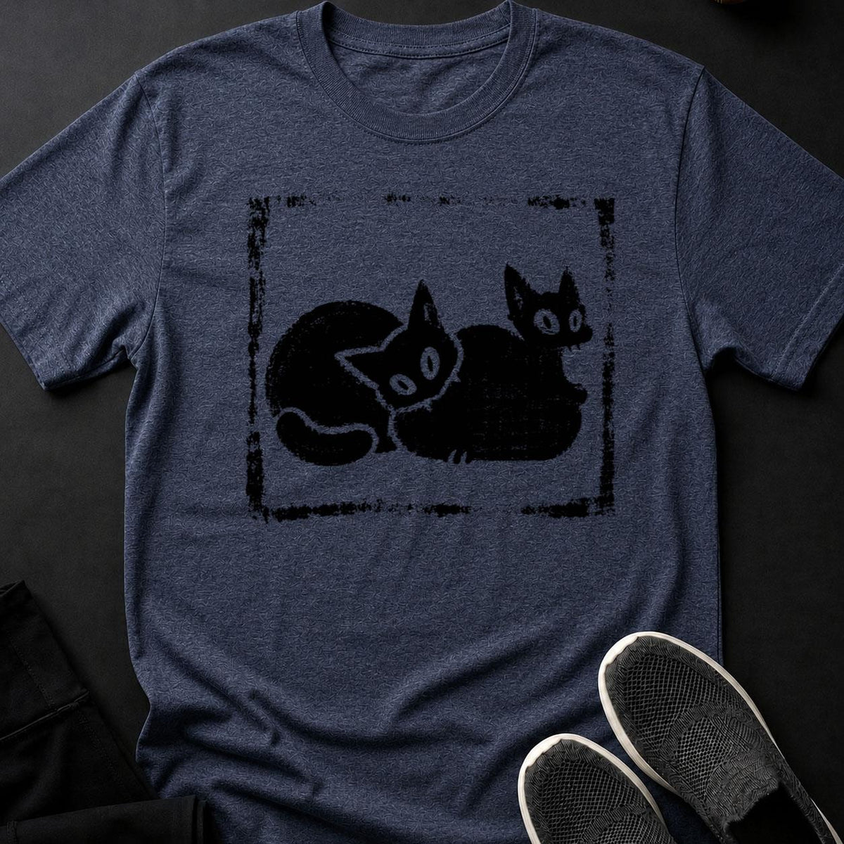 Two Cats Snuggling Cozy Loaf Tee