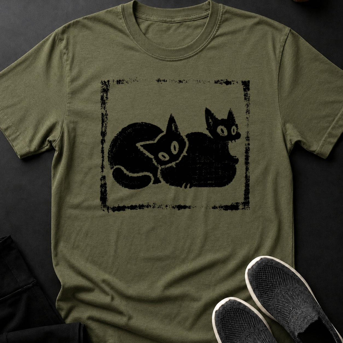 Two Cats Snuggling Cozy Loaf Tee