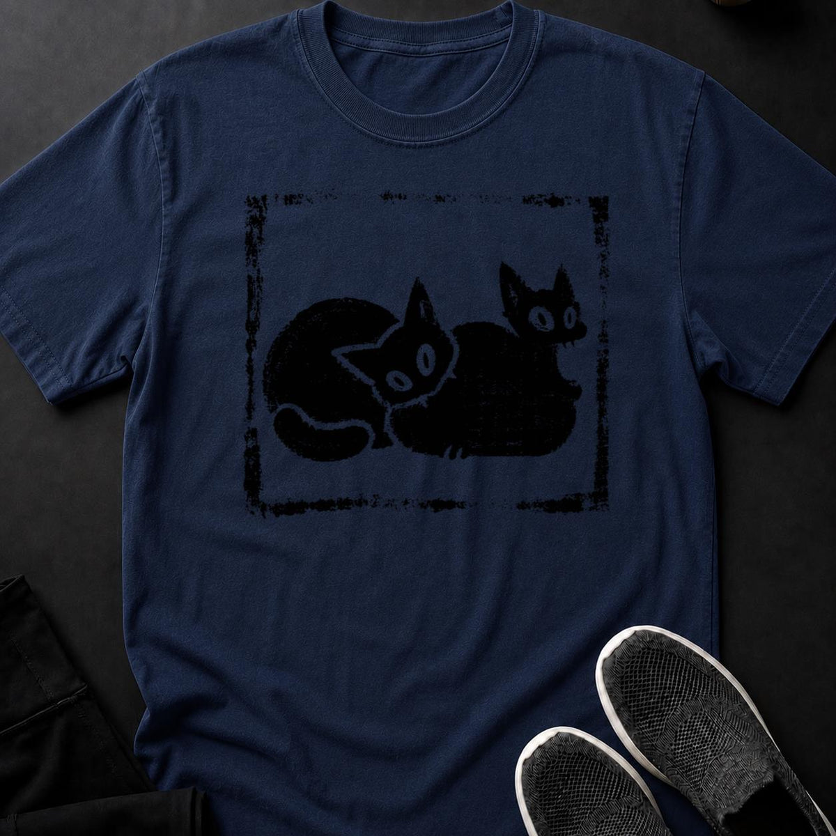 Two Cats Snuggling Cozy Loaf Tee