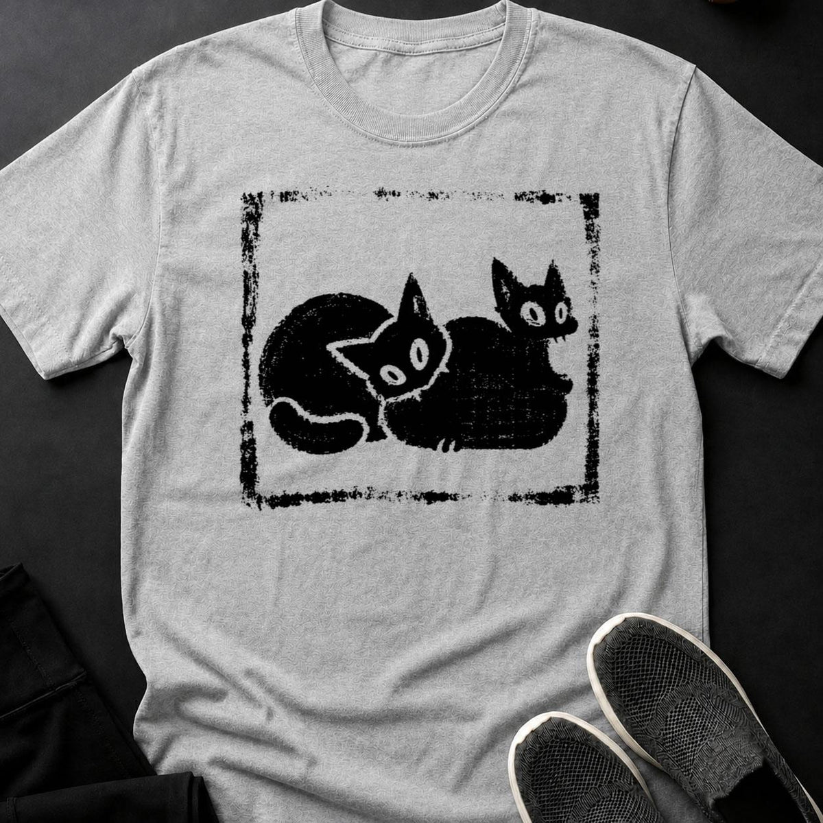 Two Cats Snuggling Cozy Loaf Tee