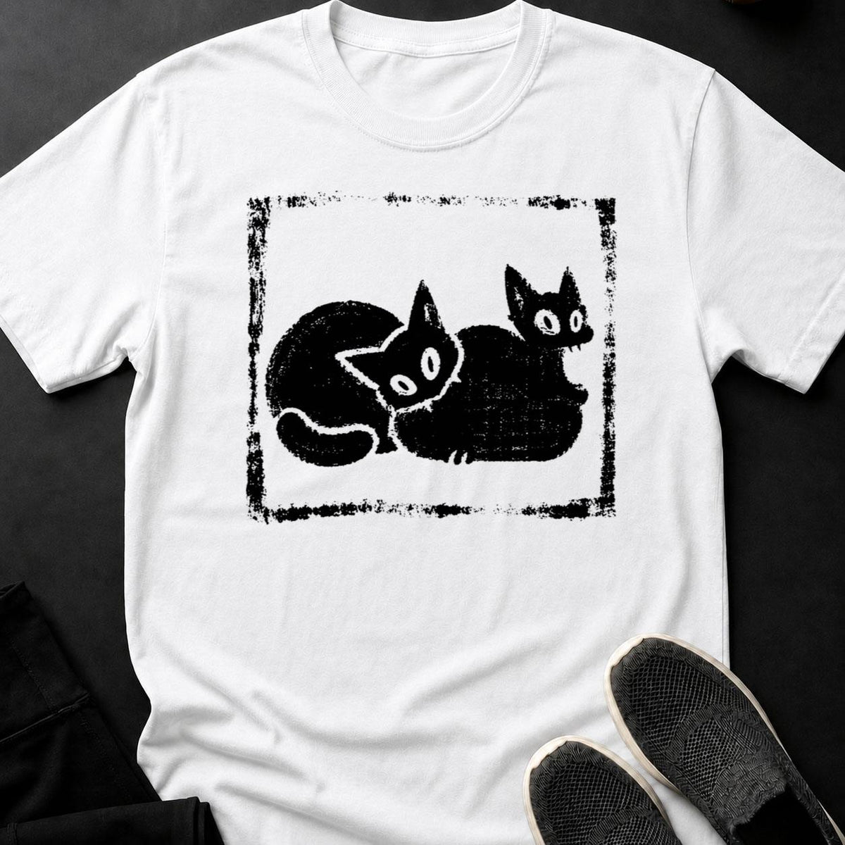 Two Cats Snuggling Cozy Loaf Tee