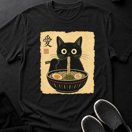 Ukiyo-e Cat Slurping Ramen