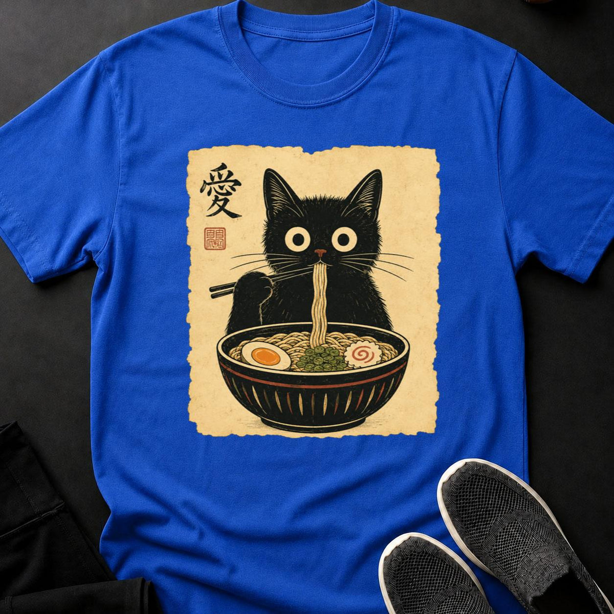 Ukiyo-e Cat Slurping Ramen