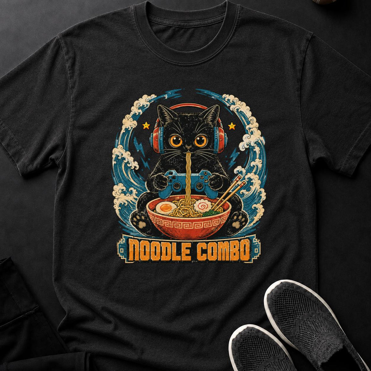 Vintage Cat Gamer Ramen Poster