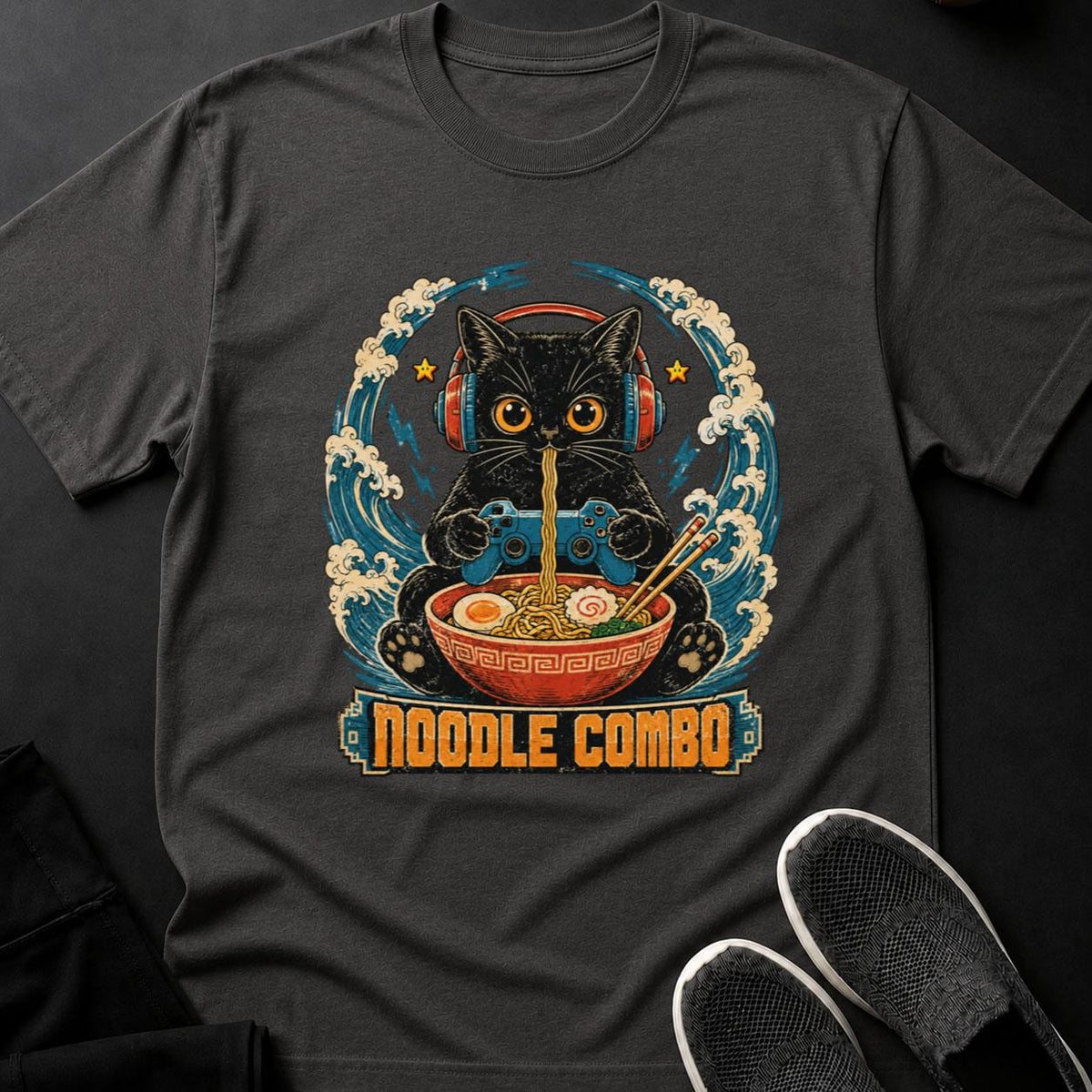Vintage Cat Gamer Ramen Poster