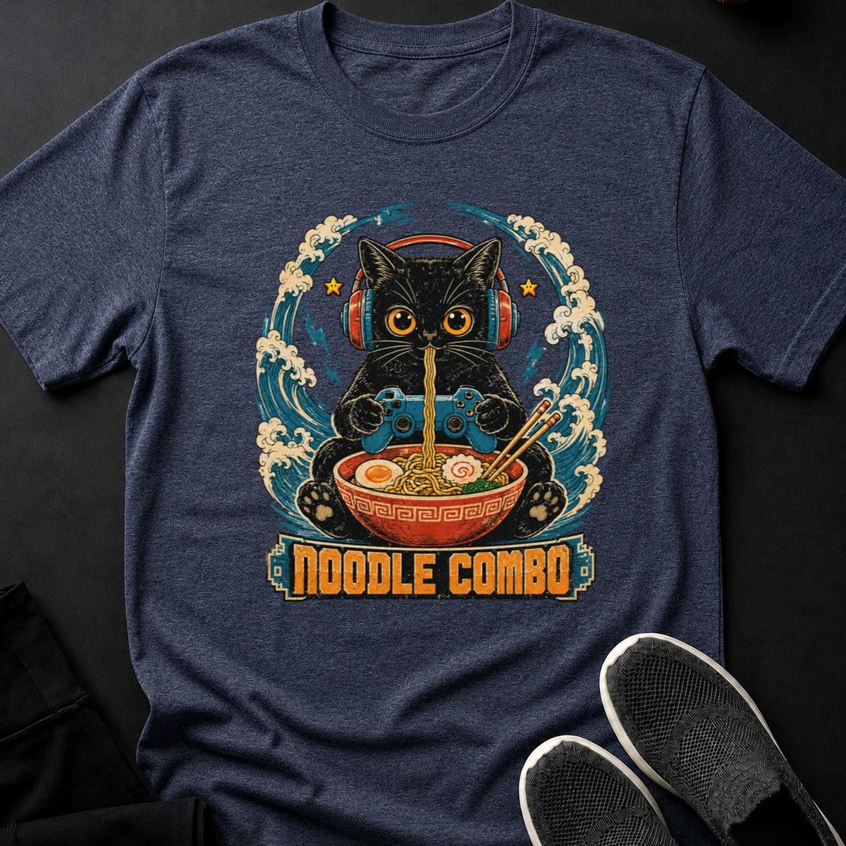 Vintage Cat Gamer Ramen Poster