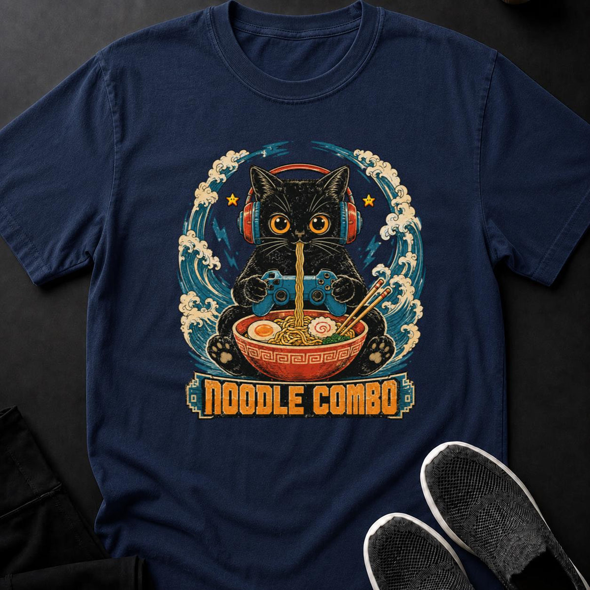 Vintage Cat Gamer Ramen Poster