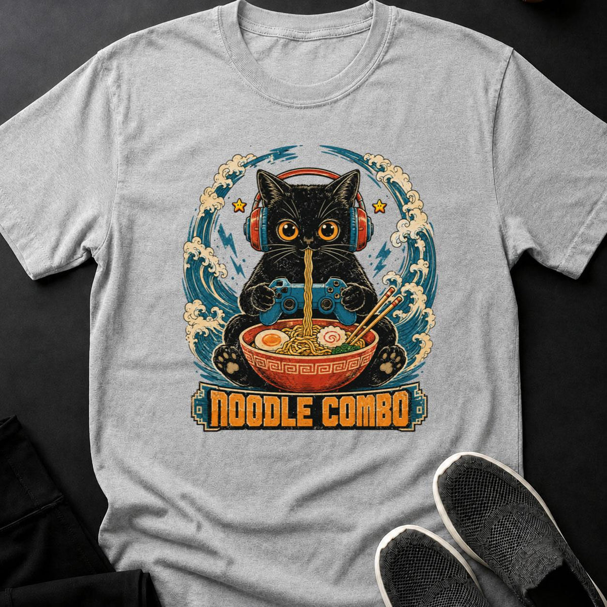 Vintage Cat Gamer Ramen Poster