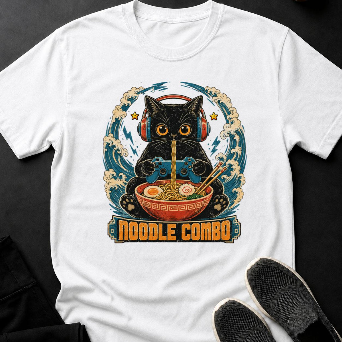 Vintage Cat Gamer Ramen Poster
