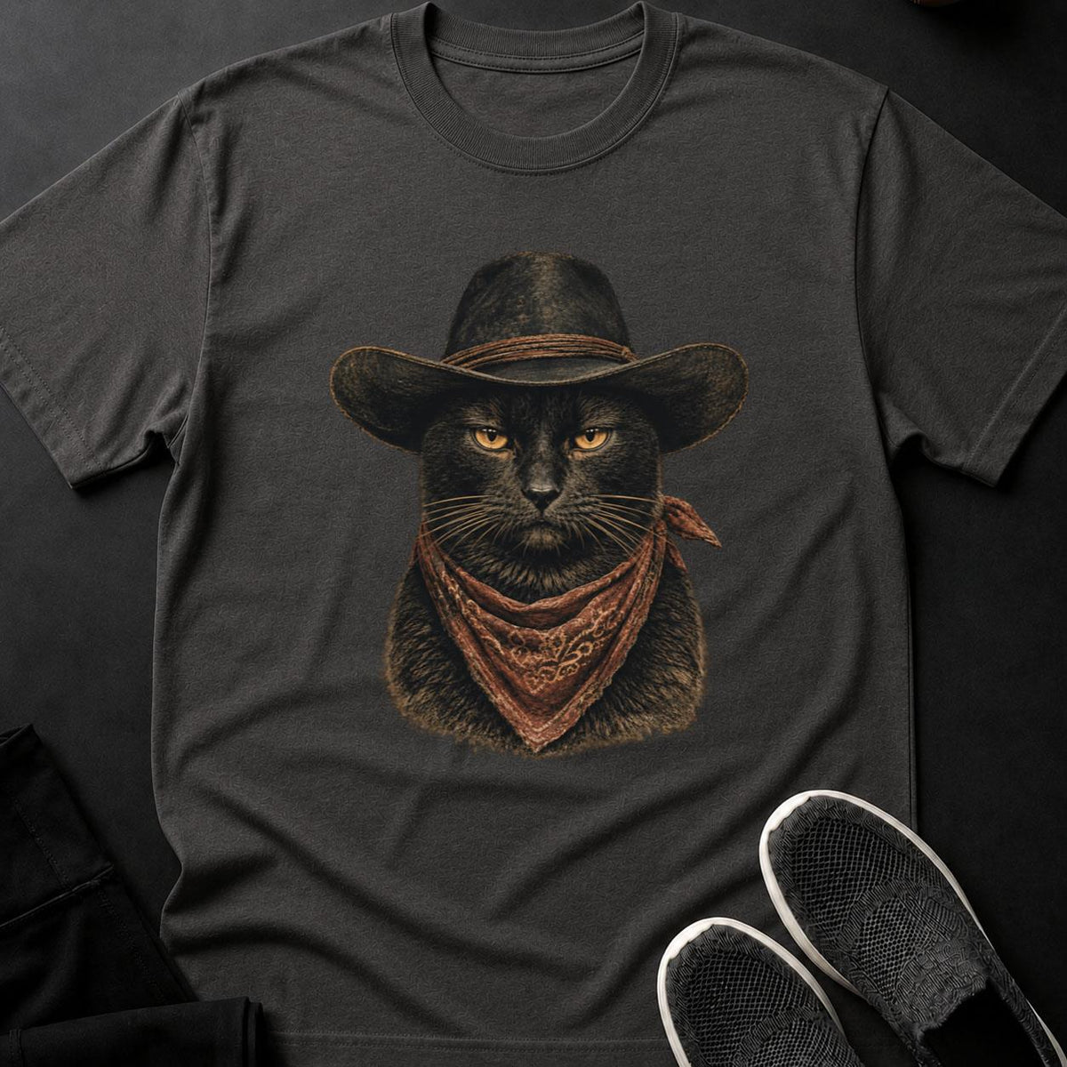 Vintage Western Cowboy Cat Portrait