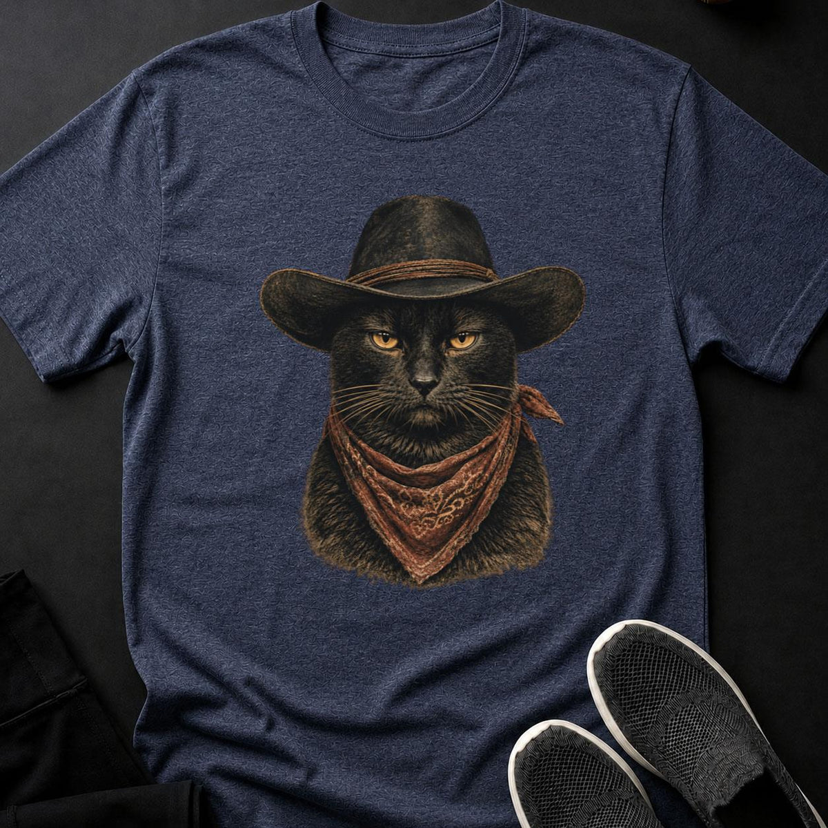 Vintage Western Cowboy Cat Portrait