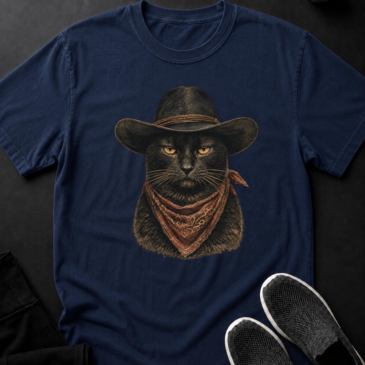 Vintage Western Cowboy Cat Portrait