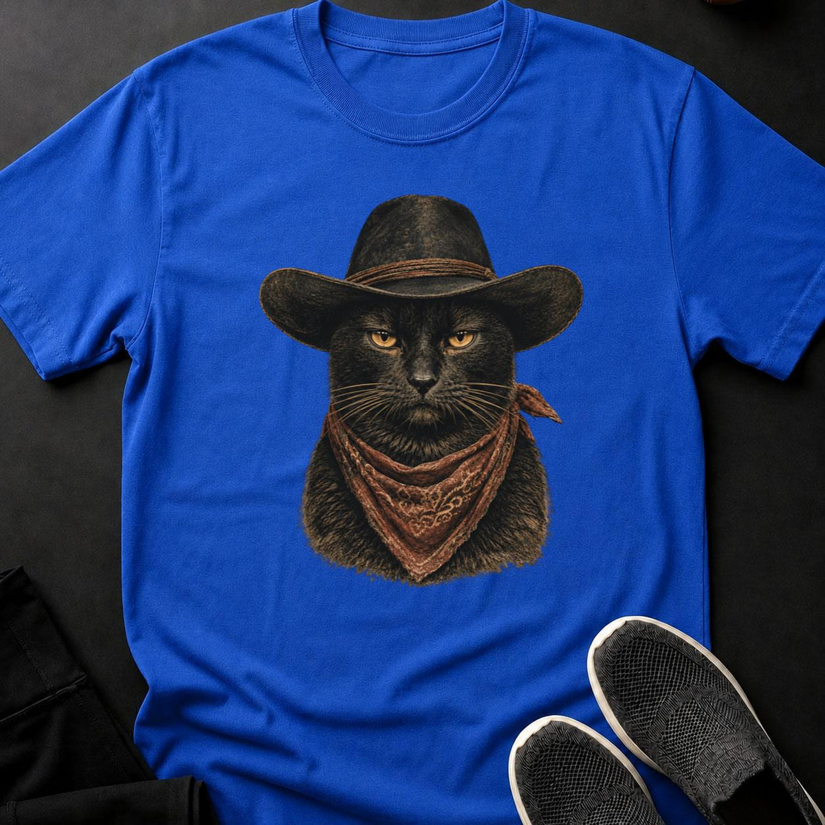 Vintage Western Cowboy Cat Portrait