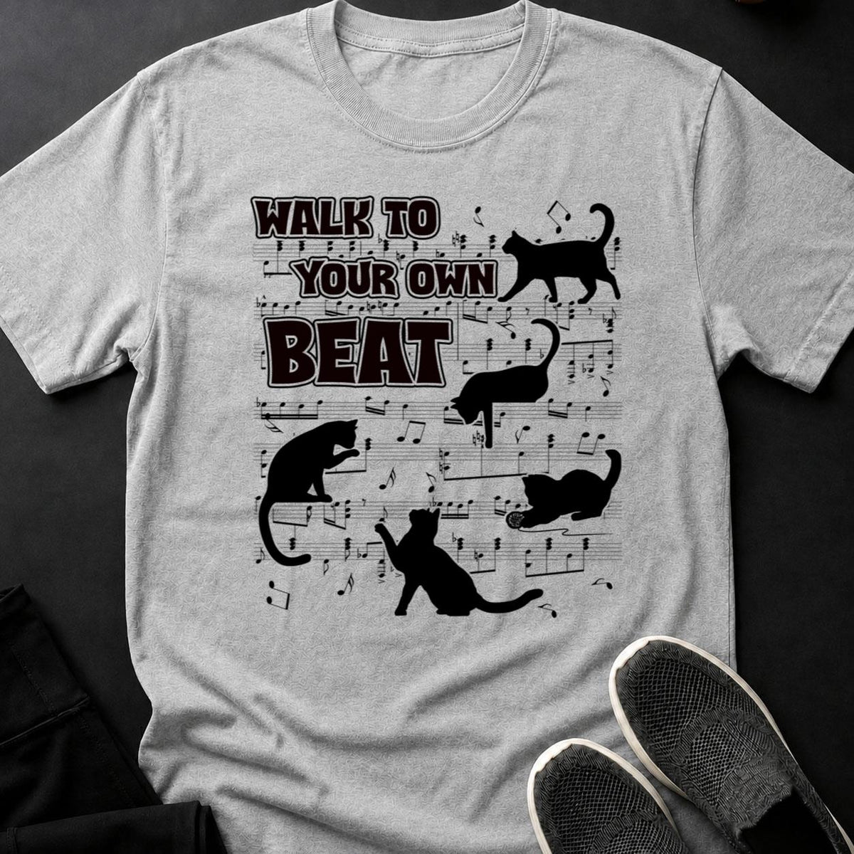 Walk To Your Own Beat Cat Tee