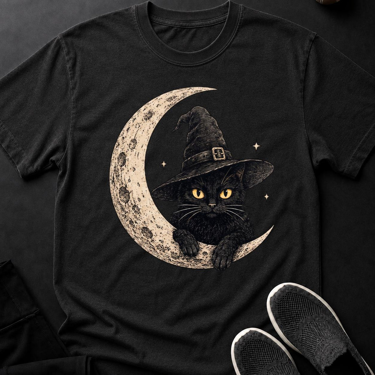 Witch Hat Moon Crescent Cat Tee