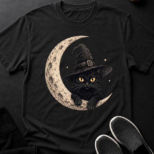 Witch Hat Moon Crescent Cat Tee