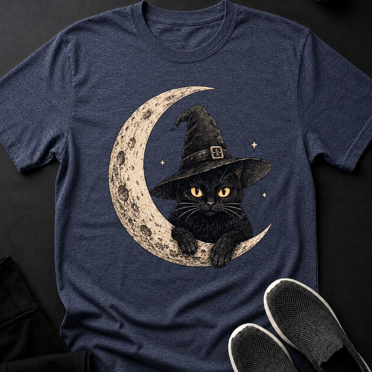 Witch Hat Moon Crescent Cat Tee