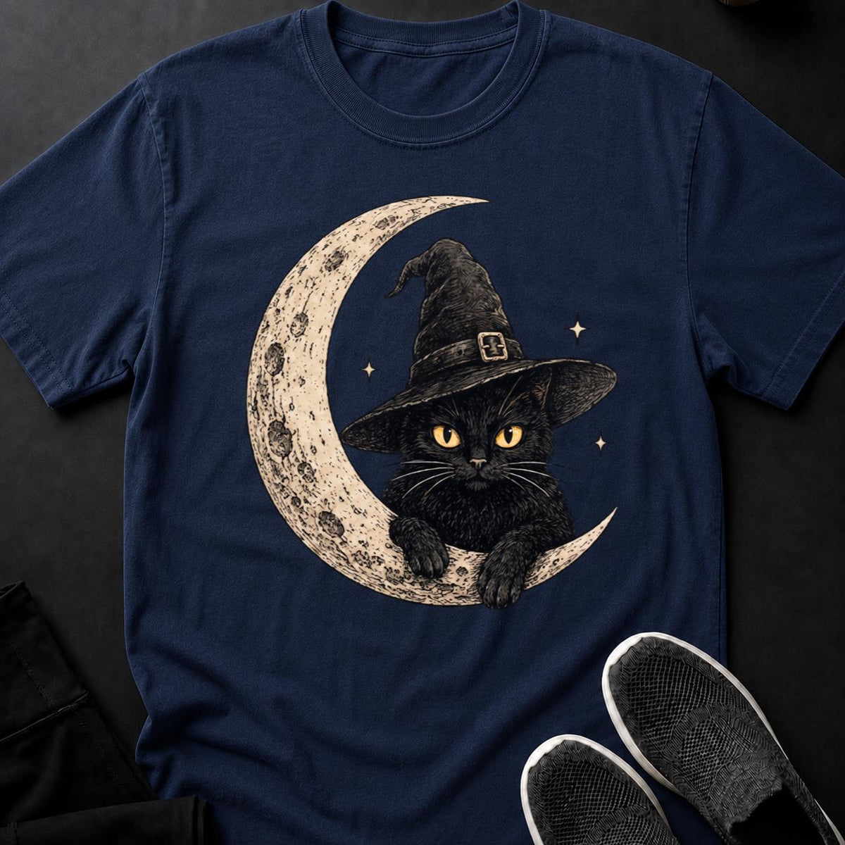 Witch Hat Moon Crescent Cat Tee