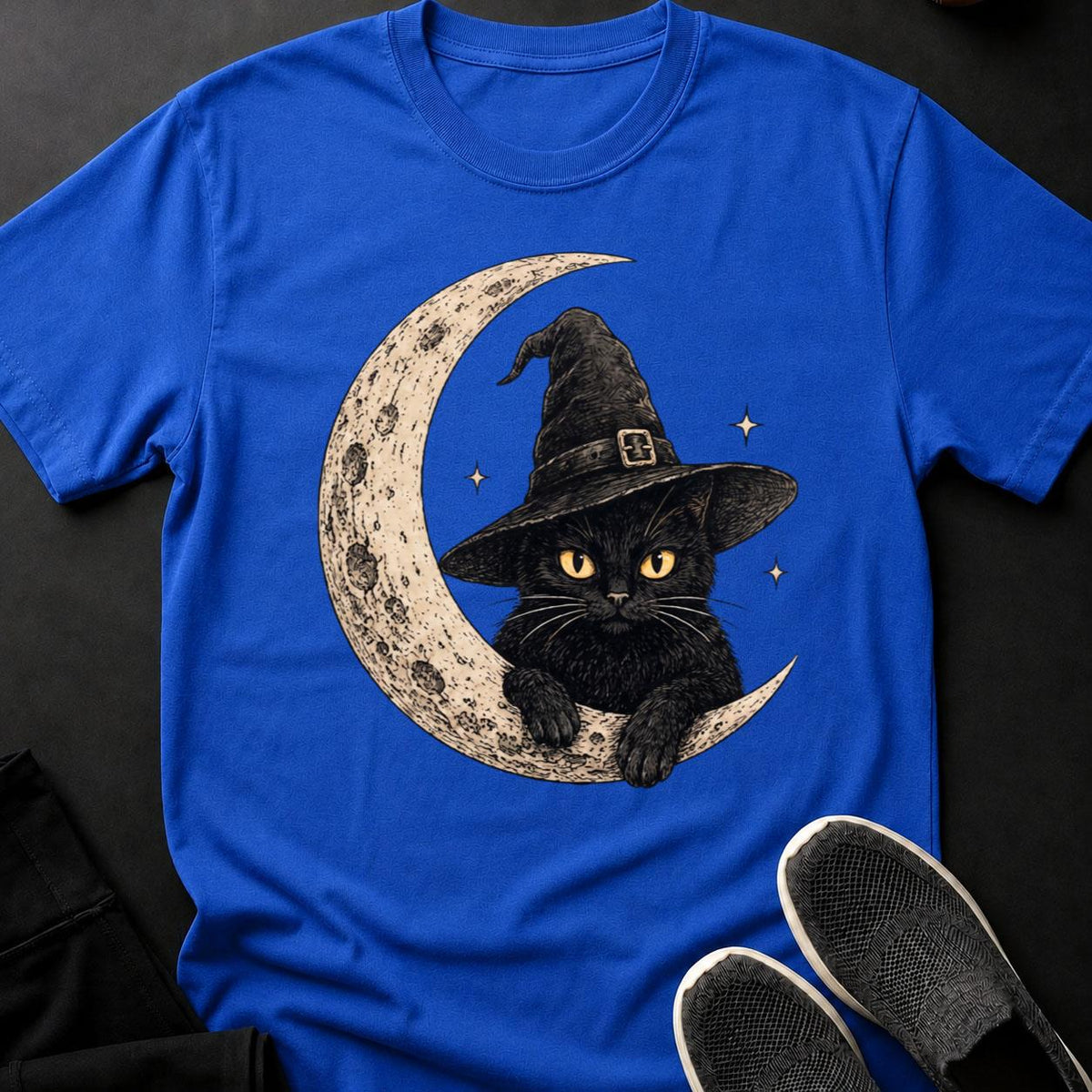Witch Hat Moon Crescent Cat Tee