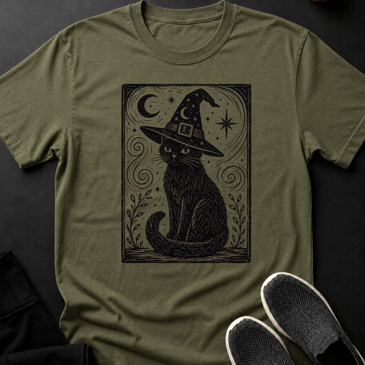 Witch Hat Tarot Card Celestial Cat